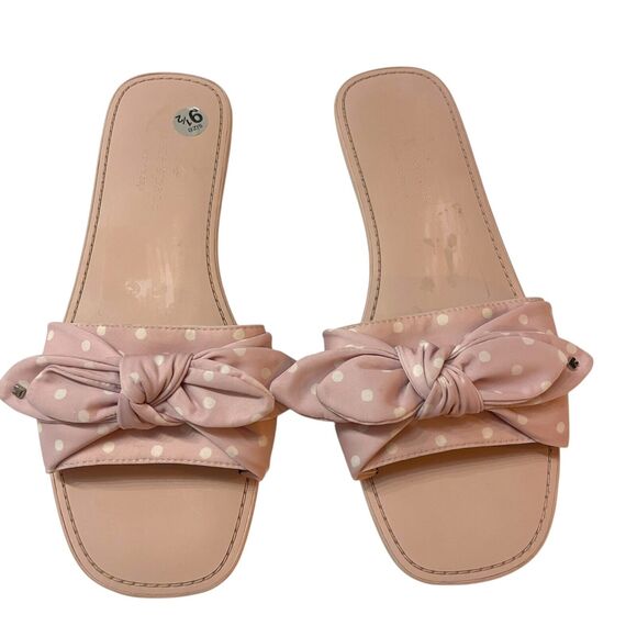 kate spade new york Shoes - Kate Spade Polka Dot Bow Sandals Womens Size 9.5 Slip On Cottagecore Pink White